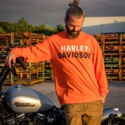 H-D Motorclothes Harley-Davidson Longsleeve H-D Name Orange -jacket shop r004541v 31