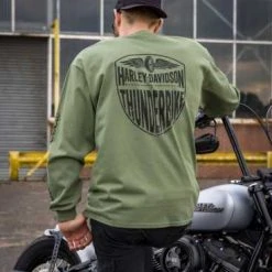 H-D Motorclothes Harley-Davidson Longsleeve Bar & Shield 1 Oliv Grün -jacket shop r004542v 41