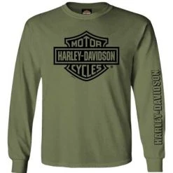 H-D Motorclothes Harley-Davidson Longsleeve Bar & Shield 1 Oliv Grün