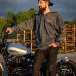 H-D Motorclothes Harley-Davidson Zip Hoodie Mini Long Logo Grau -jacket shop r004549v 31