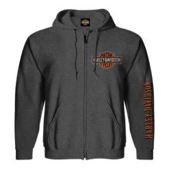 H-D Motorclothes Harley-Davidson Zip Hoodie Mini Long Logo Grau