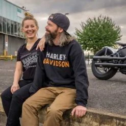 H-D Motorclothes Harley-Davidson Longsleeve H-D Name Schwarz -jacket shop r004574v 32