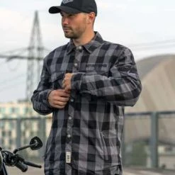 West Coast Choppers Dominator Motorrad Hemd Grau/schwarz CE -jacket shop wcc dominator grey1